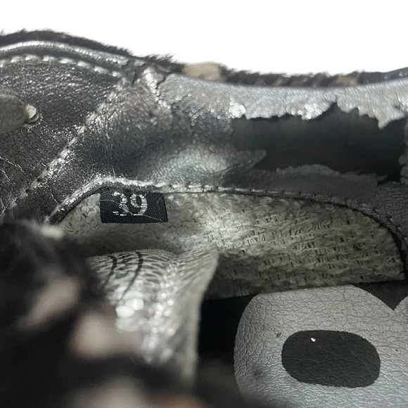 P448 John Calf Hair Spotted Cowiena Sneaker Black White Leather Size 39 - Picture 9 of 14